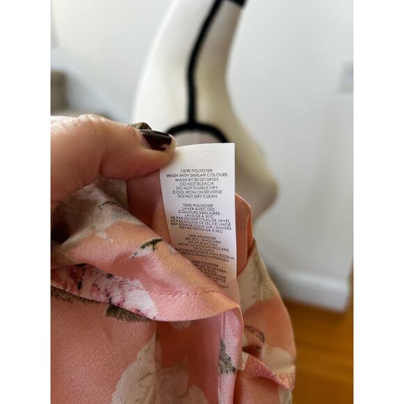 NWT Nasty Gal Pink Floral Satin Cowl Neck Slip Dress - Picture 7 of 8